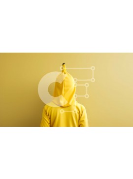 Intra Συλλεκτικό Ξύλινο Παζλ Plywood  4mm - Πρόσωπο με πορτοκαλί μπανάνα κοστούμι Σε Ξύλινο Κουτί - Διαστάσεις Puzzle: 10x10 cm – 25 κομμάτια