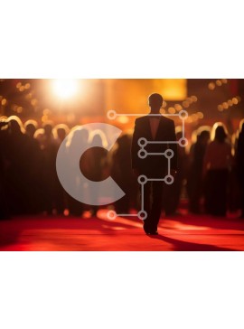 Intra Συλλεκτικό Ξύλινο Παζλ Plywood  4mm - Άτομο που περπατά κάτω από το κόκκινο χαλί σε μια εκδήλωση ή μια γιορτή Σε Ξύλινο Κουτί - Διαστάσεις Puzzle: 10x10 cm – 25 κομμάτια