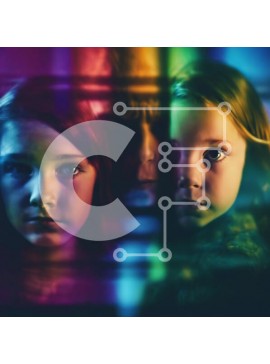 Intra Συλλεκτικό Ξύλινο Παζλ Plywood  4mm - Τρία νεαρά κορίτσια που στέκονται μπροστά από πολύχρωμο φόντο Σε Ξύλινο Κουτί - Διαστάσεις Puzzle: 10x10 cm – 25 κομμάτια