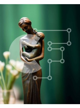 Intra Συλλεκτικό Ξύλινο Παζλ Plywood  4mm - Χάλκινο άγαλμα μεγαλύτερης γυναίκας που κρατά το παιδί με λευκά βάζα και τουλίπες Σε Ξύλινο Κουτί - Διαστάσεις Puzzle: 10x10 cm – 25 κομμάτια