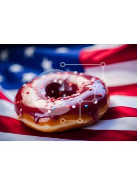 Σετ των 2 Intra Συλλεκτικό Ξύλινο Παζλ Plywood  4mm - Πατριωτικό ντόνατ 4ης Ιουλίου στην αμερικανική σημαία Σε Ξύλινο Κουτί - Διαστάσεις: 10x10 cm – 25 κομμάτια