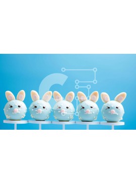 Σετ των 2 Intra Συλλεκτικό Ξύλινο Παζλ Plywood  4mm - Ομάδα κέικ λαγουδάκι σκάει σε ραβδιά Σε Ξύλινο Κουτί - Διαστάσεις: 10x10 cm – 25 κομμάτια