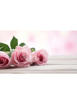 Intra Συλλεκτικό Ξύλινο Παζλ Plywood  4mm - Τρία ροζ τριαντάφυλλα σε ξύλινο τραπέζι Σε Ξύλινο Κουτί - Διαστάσεις: 10x10 cm – 25 κομμάτια