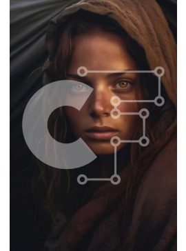 Intra Συλλεκτικό Ξύλινο Παζλ Plywood  4mm - Πορτρέτο μιας νεαρής γυναίκας που φορά ένα καφέ κουκούλα Σε Ξύλινο Κουτί - Διαστάσεις Puzzle: 10x10 cm – 25 κομμάτια