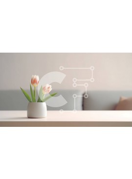 Intra Συλλεκτικό Ξύλινο Παζλ Plywood  4mm - Λευκές τουλίπες σε βάζο σε ξύλινο τραπέζι Σε Ξύλινο Κουτί - Διαστάσεις: 10x10 cm – 25 κομμάτια