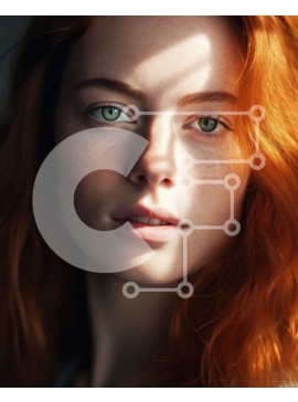 Intra Συλλεκτικό Ξύλινο Παζλ Plywood  4mm - Εκπληκτικό πορτρέτο μιας γυναίκας με κόκκινα μαλλιά και πράσινα μάτια Σε Ξύλινο Κουτί - Διαστάσεις Puzzle: 10x10 cm – 25 κομμάτια