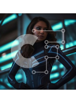 Σετ των 2 Intra Συλλεκτικό Ξύλινο Παζλ Plywood  4mm - Αποφασισμένη Γυναίκα με Μαύρο και Μπλε Φορμάκι με Ασημί τόνους Σε Ξύλινο Κουτί - Διαστάσεις: 10x10 cm – 25 κομμάτια