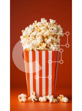 Intra Συλλεκτικό Ξύλινο Παζλ Plywood  4mm - Κόκκινο και άσπρο ριγέ κουβά για ποπ κορν γεμάτο με πυρήνες ποπ κορν Σε Ξύλινο Κουτί - Διαστάσεις: 10x10 cm – 25 κομμάτια