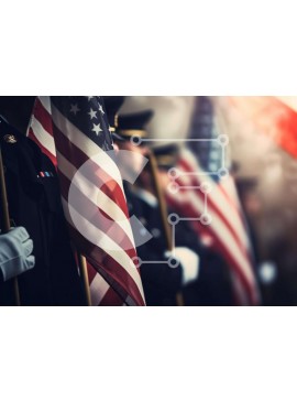 Intra Συλλεκτικό Ξύλινο Παζλ Plywood  4mm - Πατριωτικό στρατιωτικό προσωπικό που κρατά αμερικανικές σημαίες Σε Ξύλινο Κουτί - Διαστάσεις Puzzle: 10x10 cm – 25 κομμάτια