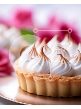 Σετ των 2 Intra Συλλεκτικό Ξύλινο Παζλ Plywood  4mm - Κομψό επιδόρπιο με μαρέγκα με ροζ τριαντάφυλλα Σε Ξύλινο Κουτί - Διαστάσεις: 10x10 cm – 25 κομμάτια