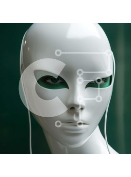 Σετ των 2 Intra Συλλεκτικό Ξύλινο Παζλ Plywood  4mm - Άσπρο πρόσωπο μανεκέν με πράσινα μάτια και ακουστικά Σε Ξύλινο Κουτί - Διαστάσεις: 10x10 cm – 25 κομμάτια