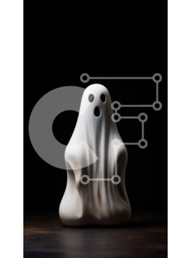 Intra Συλλεκτικό Ξύλινο Παζλ Plywood  4mm - Λευκό κεραμικό ειδώλιο φάντασμα σε σκούρο φόντο Σε Ξύλινο Κουτί - Διαστάσεις Puzzle: 10x10 cm – 25 κομμάτια