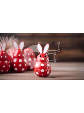 Intra Συλλεκτικό Ξύλινο Παζλ Plywood  4mm - Κόκκινα και λευκά ειδώλια λαγουδάκι για πασχαλινή διακόσμηση Σε Ξύλινο Κουτί - Διαστάσεις Puzzle: 10x10 cm – 25 κομμάτια