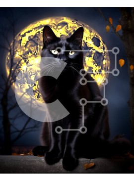 Σετ των 2 Intra Συλλεκτικό Ξύλινο Παζλ Plywood  4mm - Μυστηριώδης εικόνα μιας μαύρης γάτας στο σεληνόφως Σε Ξύλινο Κουτί - Διαστάσεις: 10x10 cm – 25 κομμάτια