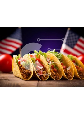 Σετ των 2 Intra Συλλεκτικό Ξύλινο Παζλ Plywood  4mm - Αμερικανική σημαία Tacos την ημέρα της ανεξαρτησίας Σε Ξύλινο Κουτί - Διαστάσεις: 10x10 cm – 25 κομμάτια