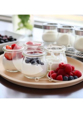 Σετ των 2 Intra Συλλεκτικό Ξύλινο Παζλ Plywood  4mm - Ξύλινος δίσκος με γιαούρτι, μούρα και φρούτα Σε Ξύλινο Κουτί - Διαστάσεις: 10x10 cm – 25 κομμάτια