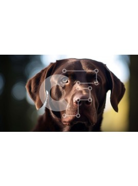 Intra Συλλεκτικό Ξύλινο Παζλ Plywood  4mm - Κοντινό πλάνο του προσώπου του σκύλου από το Chocolate Labrador Retriever Σε Ξύλινο Κουτί - Διαστάσεις: 10x10 cm – 25 κομμάτια