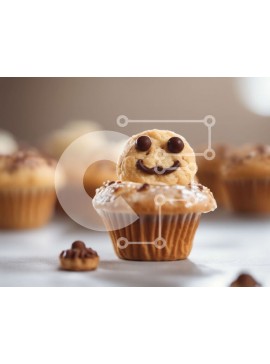Σετ των 2 Intra Συλλεκτικό Ξύλινο Παζλ Plywood  4mm - Smiley Cupcake με τσιπς σοκολάτας και ψεκασμούς Σε Ξύλινο Κουτί - Διαστάσεις: 10x10 cm – 25 κομμάτια