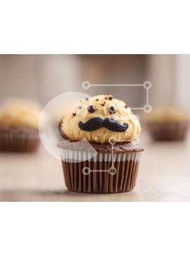 Σετ των 2 Intra Συλλεκτικό Ξύλινο Παζλ Plywood  4mm - Cupcake με βρώσιμο μουστάκι και παγωμένο σοκολάτα Σε Ξύλινο Κουτί - Διαστάσεις: 10x10 cm – 25 κομμάτια