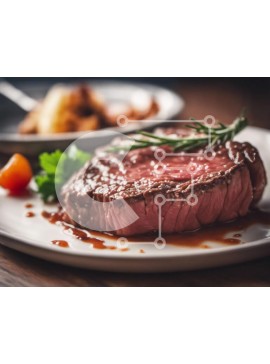 Σετ των 2 Intra Συλλεκτικό Ξύλινο Παζλ Plywood  4mm - Μαγειρεμένη μπριζόλα με λαχανικά σε λευκό πιάτο Σε Ξύλινο Κουτί - Διαστάσεις: 10x10 cm – 25 κομμάτια