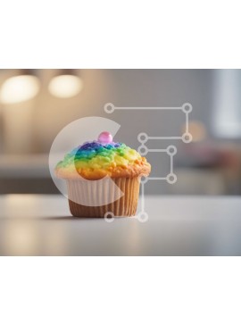 Σετ των 2 Intra Συλλεκτικό Ξύλινο Παζλ Plywood  4mm - Rainbow Cupcake σε ξύλινο τραπέζι Σε Ξύλινο Κουτί - Διαστάσεις: 10x10 cm – 25 κομμάτια