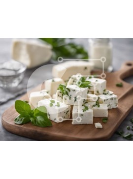 Σετ των 2 Intra Συλλεκτικό Ξύλινο Παζλ Plywood  4mm - Ξύλινη σανίδα κοπής με κυβάκια τυριού και φρέσκα φύλλα βασιλικού Σε Ξύλινο Κουτί - Διαστάσεις: 10x10 cm – 25 κομμάτια