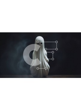 Intra Συλλεκτικό Ξύλινο Παζλ Plywood  4mm - Λευκό ειδώλιο φάντασμα με σκοτεινό καπνό Σε Ξύλινο Κουτί - Διαστάσεις Puzzle: 10x10 cm – 25 κομμάτια