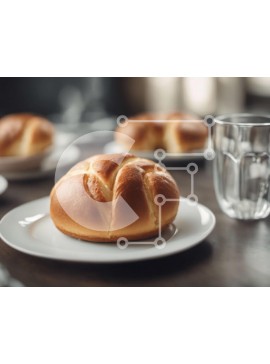 Σετ των 2 Intra Συλλεκτικό Ξύλινο Παζλ Plywood  4mm - Πιάτο με δύο ψωμιά σε μια ζεστή τραπεζαρία Σε Ξύλινο Κουτί - Διαστάσεις: 10x10 cm – 25 κομμάτια