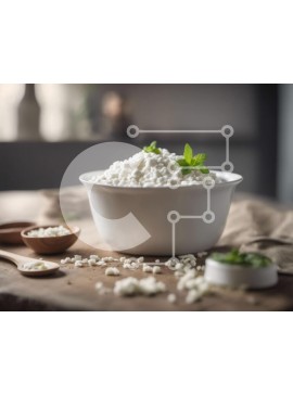 Σετ των 2 Intra Συλλεκτικό Ξύλινο Παζλ Plywood  4mm - Φρέσκο ​​τυρί σε λευκό μπολ με ξύλινα κουτάλια Σε Ξύλινο Κουτί - Διαστάσεις: 10x10 cm – 25 κομμάτια