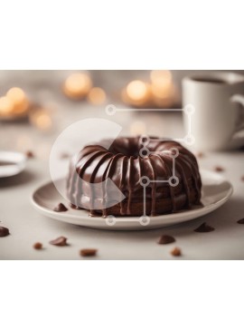 Σετ των 2 Intra Συλλεκτικό Ξύλινο Παζλ Plywood  4mm - Τούρτα Bundt σοκολάτας με σοκολάτα σε λευκό πιάτο Σε Ξύλινο Κουτί - Διαστάσεις: 10x10 cm – 25 κομμάτια