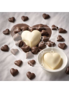 Σετ των 2 Intra Συλλεκτικό Ξύλινο Παζλ Plywood  4mm - Σοκολατένιο μπολ σε σχήμα καρδιάς για την ημέρα του Αγίου Βαλεντίνου Σε Ξύλινο Κουτί - Διαστάσεις: 10x10 cm – 25 κομμάτια