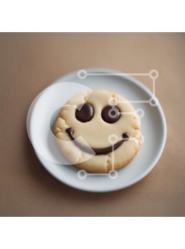 Σετ των 2 Intra Συλλεκτικό Ξύλινο Παζλ Plywood  4mm - Μπισκότο Smiley Face με παγωμένο σοκολάτα σε λευκό πιάτο Σε Ξύλινο Κουτί - Διαστάσεις: 10x10 cm – 25 κομμάτια