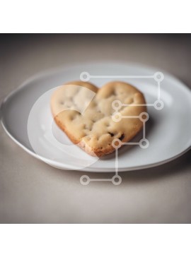 Σετ των 2 Intra Συλλεκτικό Ξύλινο Παζλ Plywood  4mm - Μπισκότο σε σχήμα καρδιάς σε λευκό πιάτο Σε Ξύλινο Κουτί - Διαστάσεις: 10x10 cm – 25 κομμάτια