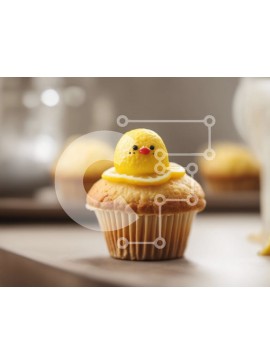 Σετ των 2 Intra Συλλεκτικό Ξύλινο Παζλ Plywood  4mm - Cupcake με κίτρινο κοτόπουλο διακόσμηση και ποτήρι γάλα Σε Ξύλινο Κουτί - Διαστάσεις: 10x10 cm – 25 κομμάτια