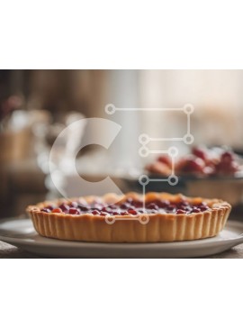 Σετ των 2 Intra Συλλεκτικό Ξύλινο Παζλ Plywood  4mm - Τάρτα Cranberry σε λευκό πιάτο Σε Ξύλινο Κουτί - Διαστάσεις: 10x10 cm – 25 κομμάτια