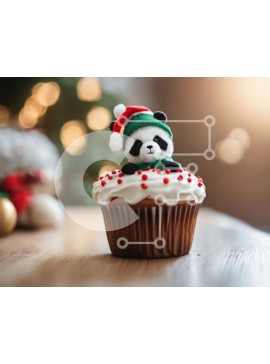 Σετ των 2 Intra Συλλεκτικό Ξύλινο Παζλ Plywood  4mm - Εορταστικό Panda Cupcake σε διακοσμημένο τραπέζι Σε Ξύλινο Κουτί - Διαστάσεις: 10x10 cm – 25 κομμάτια