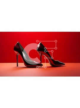 Σετ των 2 Intra Συλλεκτικό Ξύλινο Παζλ Plywood  4mm - Κομψά και εντυπωσιακά κόκκινα ψηλοτάκουνα σε κόκκινο φόντο Σε Ξύλινο Κουτί - Διαστάσεις: 10x10 cm – 25 κομμάτια