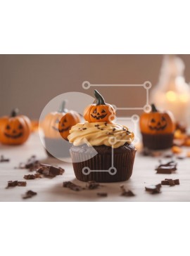 Σετ των 2 Intra Συλλεκτικό Ξύλινο Παζλ Plywood  4mm - Cupcakes με διακοσμητικά κολοκύθας και τσιπς σοκολάτας Σε Ξύλινο Κουτί - Διαστάσεις: 10x10 cm – 25 κομμάτια