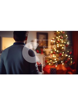 Intra Συλλεκτικό Ξύλινο Παζλ Plywood  4mm - Άνδρας που γιορτάζει τα Χριστούγεννα με την οικογένεια και τους φίλους Σε Ξύλινο Κουτί - Διαστάσεις: 10x10 cm – 25 κομμάτια