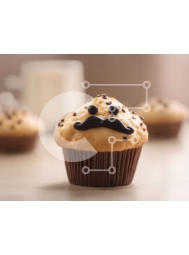 Σετ των 2 Intra Συλλεκτικό Ξύλινο Παζλ Plywood  4mm - Cupcake με σοκολατένια μουστάκια και τσιπς σοκολάτας Σε Ξύλινο Κουτί - Διαστάσεις: 10x10 cm – 25 κομμάτια