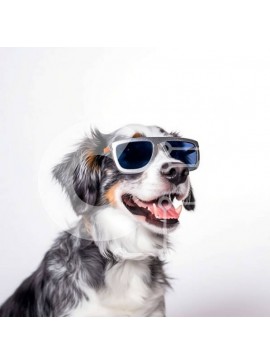 Intra Συλλεκτικό Ξύλινο Παζλ Plywood  4mm - Cool σκύλος με γυαλιά ηλίου Σε Ξύλινο Κουτί - Διαστάσεις: 10x10 cm – 25 κομμάτια