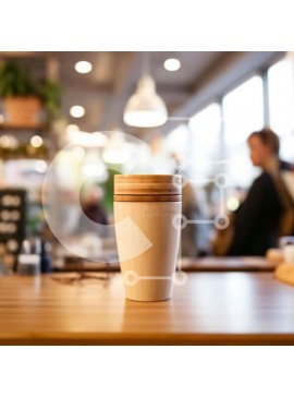 Σετ των 2 Intra Συλλεκτικό Ξύλινο Παζλ Plywood  4mm - Ξύλινο φλιτζάνι καφέ στο τραπέζι με ανθρώπους που περιμένουν Σε Ξύλινο Κουτί - Διαστάσεις: 10x10 cm – 25 κομμάτια