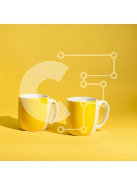 Intra Συλλεκτικό Ξύλινο Παζλ Plywood  4mm - Κομψές κίτρινες κούπες σε ζωντανό κίτρινο φόντο Σε Ξύλινο Κουτί - Διαστάσεις Puzzle: 10x10 cm – 25 κομμάτια