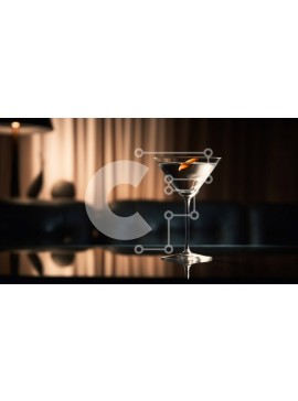 Σετ των 2 Intra Συλλεκτικό Ξύλινο Παζλ Plywood  4mm - Ποτήρι Martini με διαυγές υγρό σε μαύρο τραπέζι Σε Ξύλινο Κουτί - Διαστάσεις: 10x10 cm – 25 κομμάτια