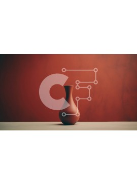 Intra Συλλεκτικό Ξύλινο Παζλ Plywood  4mm - Καφέ βάζο σε ξύλινο τραπέζι μπροστά από τον κόκκινο τοίχο Σε Ξύλινο Κουτί - Διαστάσεις Puzzle: 10x10 cm – 25 κομμάτια