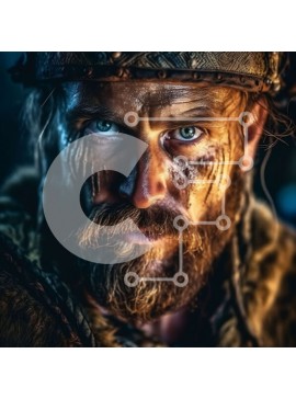 Intra Συλλεκτικό Ξύλινο Παζλ Plywood  4mm - Γενειοφόρος Βίκινγκ με μανδύα με επένδυση από γούνα και τσεκούρι μάχης Σε Ξύλινο Κουτί - Διαστάσεις Puzzle: 10x10 cm – 25 κομμάτια