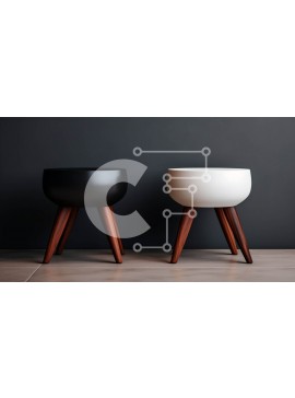 Intra Συλλεκτικό Ξύλινο Παζλ Plywood  4mm - Μοντέρνα μινιμαλιστικά ξύλινα σκαμπό με λευκά καθίσματα και μαύρα πόδια Σε Ξύλινο Κουτί - Διαστάσεις Puzzle: 10x10 cm – 25 κομμάτια