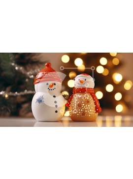 Intra Συλλεκτικό Ξύλινο Παζλ Plywood  4mm - Χριστούγεννα χιονάνθρωποι που γιορτάζουν με ένα γιορτινό δέντρο Σε Ξύλινο Κουτί - Διαστάσεις: 10x10 cm – 25 κομμάτια