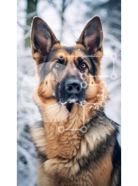 Σετ των 2 Intra Συλλεκτικό Ξύλινο Παζλ Plywood  4mm - Γερμανικός Ποιμενικός Σκύλος στο Χιόνι Σε Ξύλινο Κουτί - Διαστάσεις: 10x10 cm – 25 κομμάτια