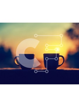 Σετ των 2 Intra Συλλεκτικό Ξύλινο Παζλ Plywood  4mm - Φλιτζάνια καφέ σε ένα ξύλινο τραπέζι στο ηλιοβασίλεμα Σε Ξύλινο Κουτί - Διαστάσεις: 10x10 cm – 25 κομμάτια